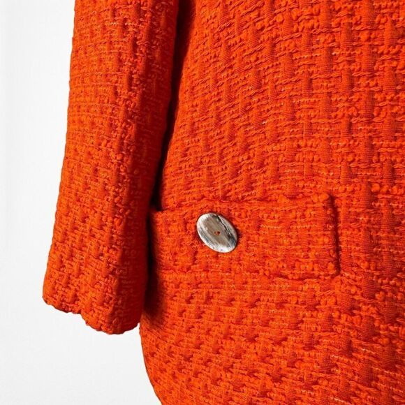 Mango Orange Tweed Blazer Jacket Suit Cardigan Size XS/S - Picture 6 of 6